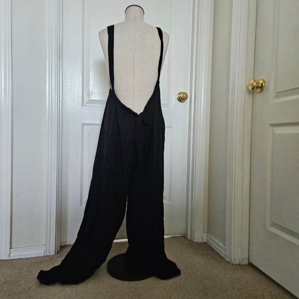Final Touch Washed Woven Solid Suspender Style Jumpsuit Small - Picture 5 of 10